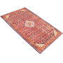 Hamadan Persian Rug 10x5 ft - Semi Antique Herati (Mahi), Medallion (Toranj) Madder Red, Cream, Navy Blue Hand Knotted | texture detail | SKU 111057