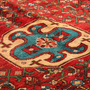 Hamadan Persian Rug 12x5 ft - Semi Antique Herati Afshan Madder Red, Cream, Navy Blue Hand Knotted | back view | SKU 111058