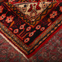 Hamadan Persian Rug 9'8" x 5'2" - Semi Antique Afshan Red, Blue Hand Knotted | corner detail | SKU 111059