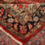 Hamadan Persian Rug 10x4 ft - Semi Antique Herati Afshan Madder Red, Cream, Navy Blue Hand Knotted | corner detail | SKU 111060