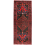 Bijar Persian Rug 10x4 ft - Semi Antique Medallion Crimson, Navy Blue Hand Knotted | front view | SKU 111063