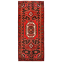 Bijar Persian Rug 10'1" x 3'11" - Semi Antique Medallion Crimson, Navy Blue Hand Knotted | front view | SKU 111065