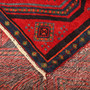 Bijar Persian Rug 9x3 ft - Semi Antique Medallion Crimson, Navy Blue Hand Knotted | corner detail | SKU 111072