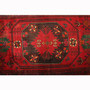 Ardabil Persian Rug 9x2 ft - Semi Antique Medallion (Toranj), Geometric Madder Red, Dark Red, Navy Blue Hand Knotted | pile detail | SKU 111073