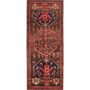 Bijar Persian Rug 9x3 ft - Semi Antique Medallion (Toranj), Geometric Madder Red, Dark Red, Navy Blue Hand Knotted | front view | SKU 111074