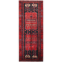 Bijar Persian Rug 12x4 ft - Semi Antique Mihrab (Prayer), Geometric Madder Red, Navy Blue, Crimson Hand Knotted | front view | SKU 111075
