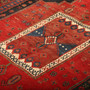 Kurdish Persian Rug 10'0" x 4'3" - Semi Antique Medallion Red, Blue Hand Knotted | texture detail | SKU 111077