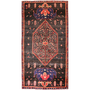Bijar Persian Rug 8'4" x 4'3" - Semi Antique Medallion Crimson, Navy Blue Hand Knotted | front view | SKU 111078