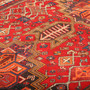 Bijar Persian Rug 8'9" x 3'11" - Semi Antique Medallion Crimson, Navy Blue Hand Knotted | back view | SKU 111079