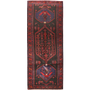 Bijar Persian Rug 13'7" x 4'11" - Semi Antique Medallion Crimson, Navy Blue Hand Knotted | front view | SKU 111082