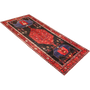 Bijar Persian Rug 11'10" x 4'11" - Semi Antique Medallion Crimson, Navy Blue Hand Knotted | texture detail | SKU 111086