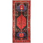 Bijar Persian Rug 11'10" x 4'11" - Semi Antique Medallion Crimson, Navy Blue Hand Knotted | front view | SKU 111086