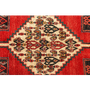 Senneh Persian Rug 8x3 ft - Semi Antique Medallion Crimson, Navy Blue Hand Knotted | pile detail | SKU 111087