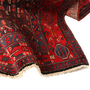 Senneh Persian Rug 9x4 ft - Semi Antique Medallion Crimson, Navy Blue Hand Knotted | detail view | SKU 111088