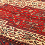 Senneh Persian Rug 9x4 ft - Semi Antique Medallion Crimson, Navy Blue Hand Knotted | side view | SKU 111088