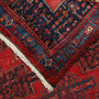 Senneh Persian Rug 10x4 ft - Semi Antique Medallion Crimson, Navy Blue Hand Knotted | corner detail | SKU 111092