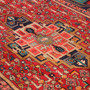 Songhor Persian Rug 9'10" x 5'1" - Semi Antique Geometric Red, Blue Hand Knotted | back view | SKU 111094