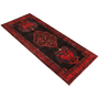 Bijar Persian Rug 10x4 ft - Semi Antique Medallion Crimson, Navy Blue Hand Knotted | texture detail | SKU 111096