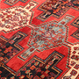 Zanjan Persian Rug 7'7" x 4'10" - Semi Antique Medallion Navy Blue, Crimson Hand Knotted | back view | SKU 111098