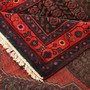 Bijar Persian Rug 7x5 ft - Semi Antique Medallion (Toranj), Geometric Crimson, Dark Red, Navy Blue Hand Knotted | corner detail | SKU 111099