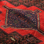 Bijar Persian Rug 7x5 ft - Semi Antique Medallion (Toranj), Geometric Crimson, Dark Red, Navy Blue Hand Knotted | back view | SKU 111099