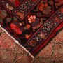 Hamadan Persian Rug 14'4" x 3'6" - Semi Antique Afshan Red, Blue Hand Knotted | corner detail | SKU 111102