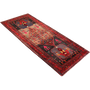 Bijar Persian Rug 10'7" x 4'11" - Semi Antique Medallion Crimson, Navy Blue Hand Knotted | texture detail | SKU 111104