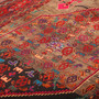 Bijar Persian Rug 10x4 ft - Semi Antique Medallion Crimson, Navy Blue Hand Knotted | back view | SKU 111104
