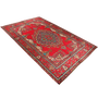 Tabriz Persian Rug 9'10" x 6'5" - Semi Antique Medallion Red, Cream Hand Knotted | texture detail | SKU 111107