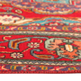 Tabriz Persian Rug 9x6 ft - Semi Antique Shah Abbasi, Medallion (Toranj) Madder Red, Cream, Navy Blue Hand Knotted | side view | SKU 111107