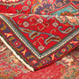 Tabriz Persian Rug 9x6 ft - Semi Antique Shah Abbasi, Medallion (Toranj) Madder Red, Cream, Navy Blue Hand Knotted | corner detail | SKU 111107
