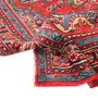 Hamadan Persian Rug 9x7 ft - Semi Antique Medallion (Toranj), Herati (Mahi) Madder Red, Navy Blue, Cream Hand Knotted | detail view | SKU 111109