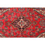 Hamadan Persian Rug 9x7 ft - Semi Antique Medallion (Toranj), Herati (Mahi) Madder Red, Navy Blue, Cream Hand Knotted | pile detail | SKU 111109