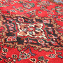 Hamadan Persian Rug 9x7 ft - Semi Antique Medallion (Toranj), Herati (Mahi) Madder Red, Navy Blue, Cream Hand Knotted | back view | SKU 111109