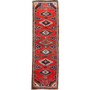 Golpayegan Persian Rug 11'6" x 3'2" - Semi Antique Medallion Red, Blue Hand Knotted | front view | SKU 111113