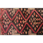 Lori Persian Rug 6x4 ft - Semi Antique Geometric, Diamond Lattice Red, Black, Cream Hand Knotted | pile detail | SKU 111114