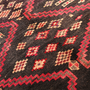Lori Persian Rug 6x4 ft - Semi Antique Geometric, Diamond Lattice Red, Black, Cream Hand Knotted | back view | SKU 111114