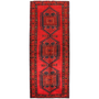 Lori Persian Rug 9x3 ft - Semi Antique Geometric Red, Brown Hand Knotted | front view | SKU 111117