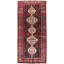 Shahsavan Persian Rug 9x4 ft - Semi Antique Medallion (Toranj), Geometric Dark Red, Crimson, Ivory Hand Knotted | front view | SKU 111119