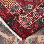 Shahsavan Persian Rug 9x4 ft - Semi Antique Geometric Blue, Crimson Hand Knotted | corner detail | SKU 111119