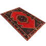 Kelardasht Persian Rug 6x4 ft - Semi Antique Medallion Red, Black Hand Knotted | back view | SKU 111120