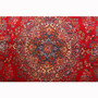 Mashhad Persian Rug 7x4 ft - Semi Antique Shah Abbasi, Medallion (Toranj) Crimson, Navy Blue, Cream Hand Knotted | pile detail | SKU 111122