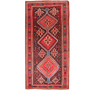 Garmsar Persian Rug 9x4 ft - Semi Antique Geometric Red, Blue Hand Knotted | front view | SKU 111123