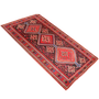 Garmsar Persian Rug 9'11" x 4'11" - Semi Antique Geometric Red, Blue Hand Knotted | texture detail | SKU 111123