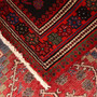 Garmsar Persian Rug 9'11" x 4'11" - Semi Antique Geometric Red, Blue Hand Knotted | corner detail | SKU 111123