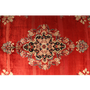 Farahan Persian Rug 13'9" x 10'5" - Antique Medallion Red, Green Hand Knotted | pile detail | SKU 111126