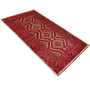 Baluch Persian Rug 6x3 ft - Semi Antique Geometric, Diamond Lattice Red, Dark Red, Black Hand Knotted | texture detail | SKU 111129