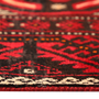 Baluch Persian Rug 6x3 ft - Semi Antique Geometric, Diamond Lattice Red, Dark Red, Black Hand Knotted | side view | SKU 111129