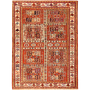 Quchan Persian Rug 5x4 ft - Semi Antique Kheshti Garden Geometric Madder Red, Ivory, Cream Hand Knotted | front view | SKU 111130