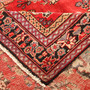 Hamadan Persian Rug 10x6 ft - Semi Antique Shah Abbasi, Medallion (Toranj) Red, Cream, Navy Blue Hand Knotted | corner detail | SKU 111131